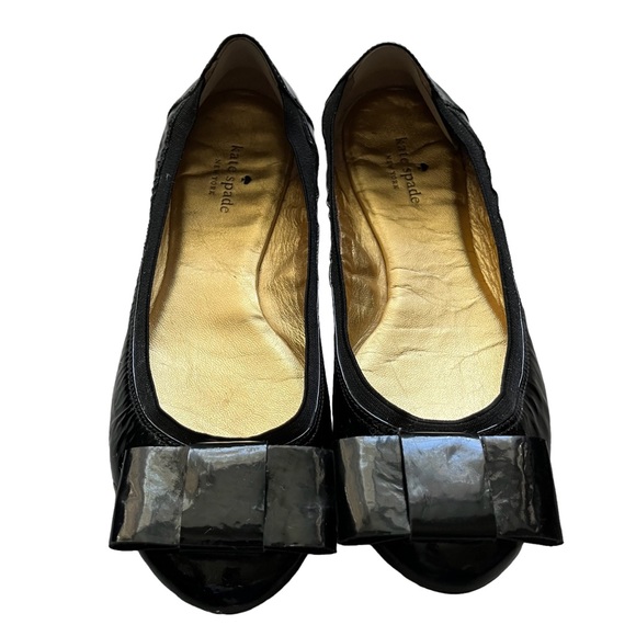 kate spade Shoes - Kate Spade New York Black Bow Leather Flats Size 10M